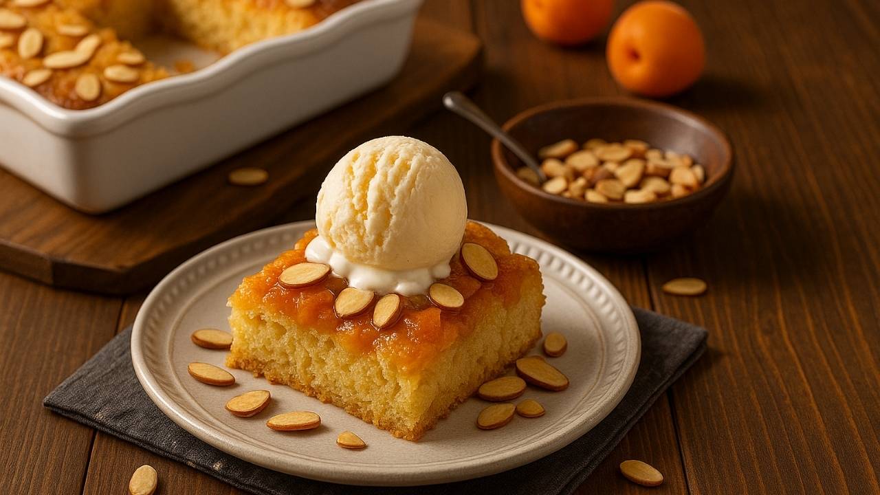 Dump Cake with Apricots and Almonds