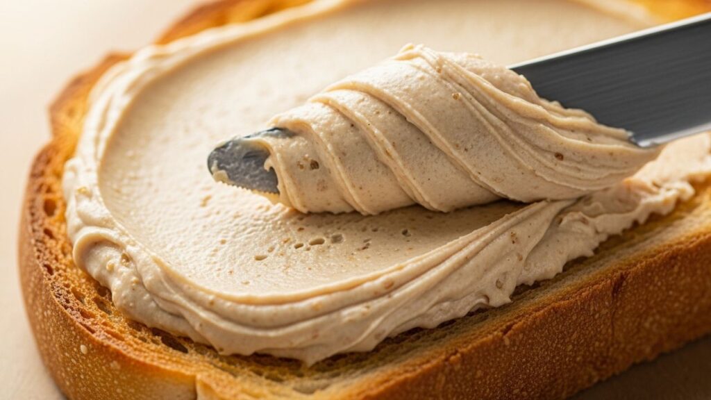 Creamy layer on spread slice