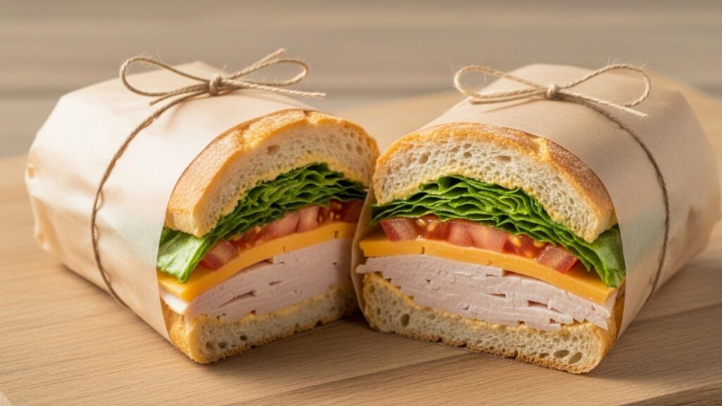 Wrapped in parchment paper for fresh storage in refrigerator