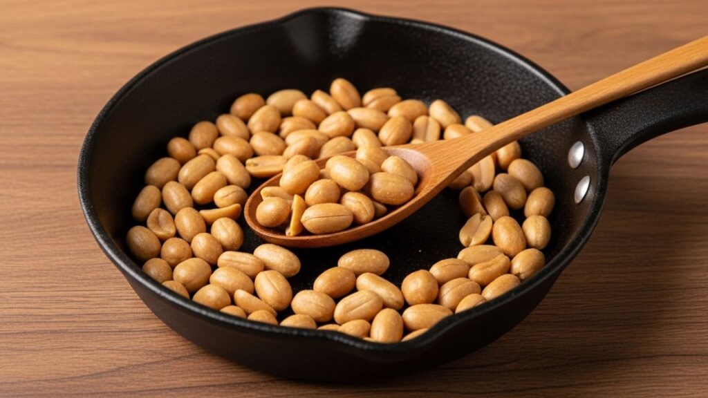 Little peanut roasting in a skillet.