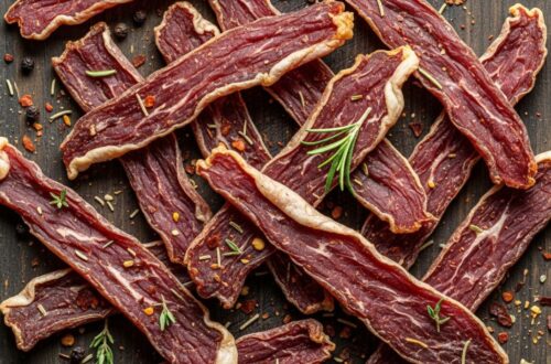 Thin beef jerky on board.