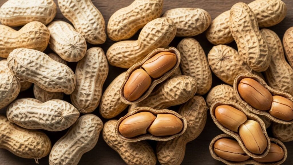 Raw and roasted little peanut selection